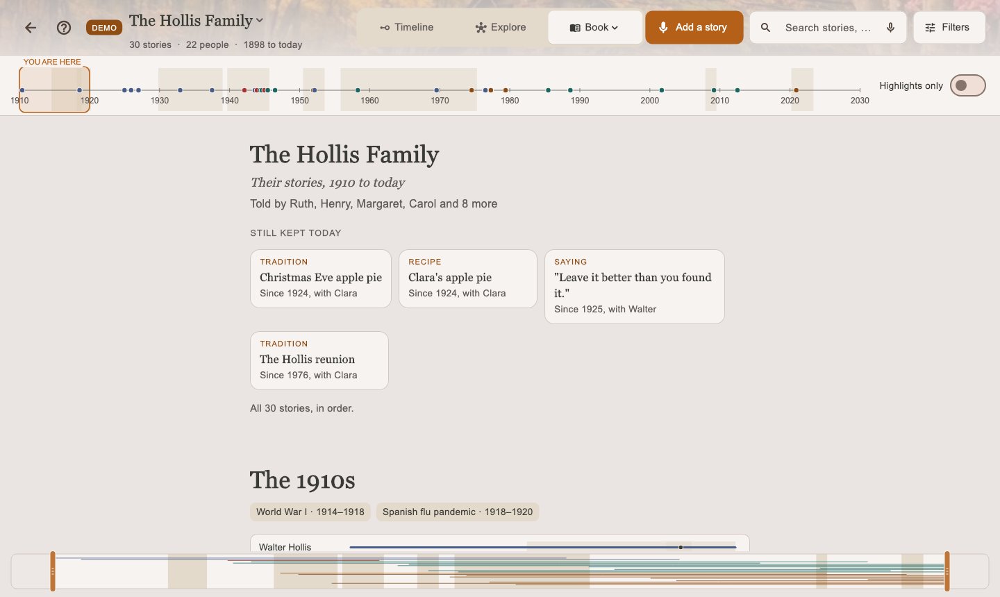 The Book: a family's stories to read, with the traditions still kept today.